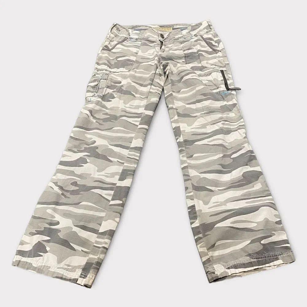Y2K Cabelas Gray Camo Straight Leg Cargo Relaxed Trail Utility Streetwear Pants